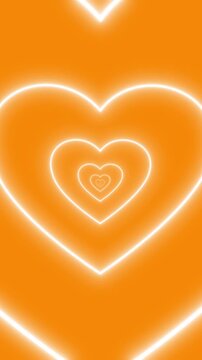 Orange hearts tunnel animated background for valentines day, anniversary and romantic videos