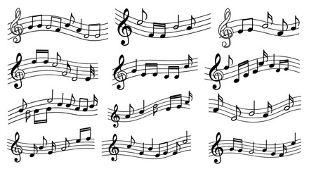 Fototapeta premium Musical Notes Sheet Illustration – Melody Rhythm Staff Notation Background