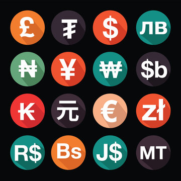 International Currency Collection: Dollar, Euro, Pound, Yen, and Global Money Signs
