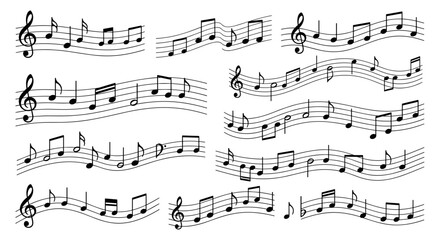 Fototapeta premium Musical Notes Sheet Illustration – Melody Rhythm Staff Notation Background