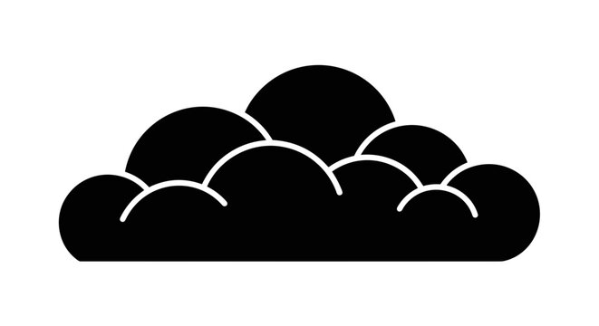 Black Cloud Silhouette Icon &ndash; Minimal Smoke Fog Symbol Illustration