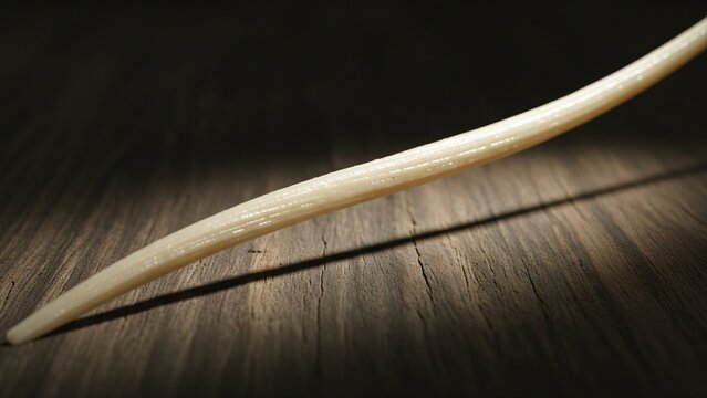 Single Fresh Lemongrass Stalk on Dark Wooden Background