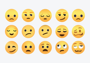 Naklejka premium Official Social Reactions Sets Vector. Social Reaction Emojis. Collection of Emoji Reactions for Social Network. 
