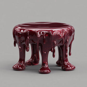 burgundy stool with five feet inspired of jam flow texture