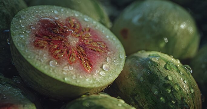 Lush verdelle succumb ripeness velvety skin glistening dew surrendering fragrance of sweet summer morning rolling hill of Sicily's rich soil clean professional stock photo sharp macro photography