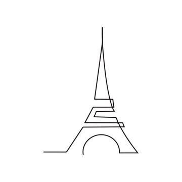 Black and white of the Eiffel Tower outline vector
