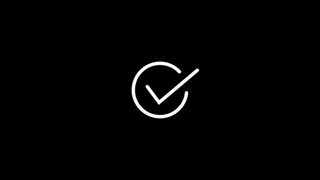 4K Animated Check Mark Symbol &ndash; Approval & Success Icon. White line.Check mark animation icon tick mark icon.