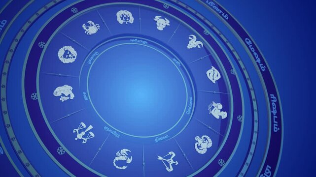 Tamil Horoscope Blue Background &ndash; Rasi Palan Design Zodiac Signs	
