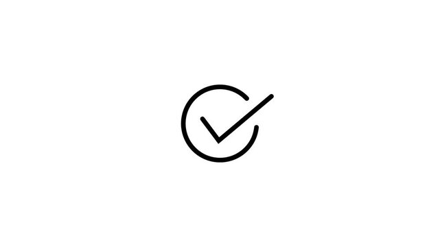 4K Animated Check Mark Symbol &ndash; Approval & Success Icon. White line.Check mark animation icon tick mark icon.