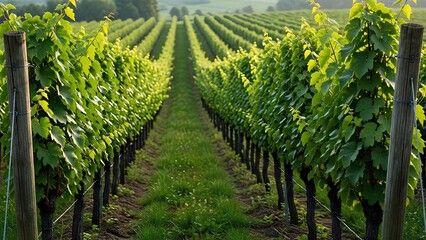 Obraz premium rows of vines in vineyard