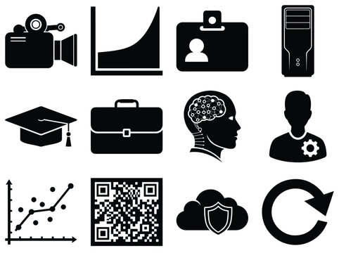 Technology and Business Icons Collection video camera