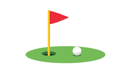 Fototapeta premium Golf flag and ball on green vector illustration