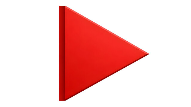 Red 3d right triangle play button icon isolated on transparent background