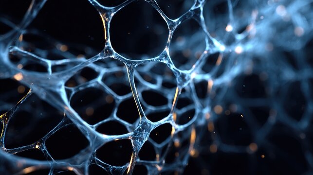Abstract Cellular Structure: An intricate, close-up view of a complex, three-dimensional cellular structure, evoking a sense of wonder and exploring the delicate beauty of microscopic forms.