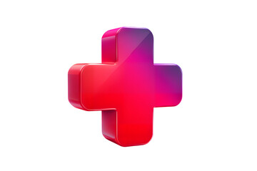 Obraz premium A vibrant red and purple gradient plus sign symbol on transparent background