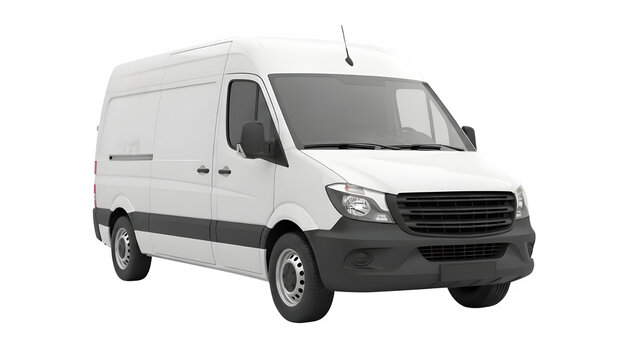 White high roof cargo van isolated on transparent background for delivery and logistics