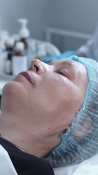Cosmetology treatment - preparation before beauty procedures in the cosmetologist's office