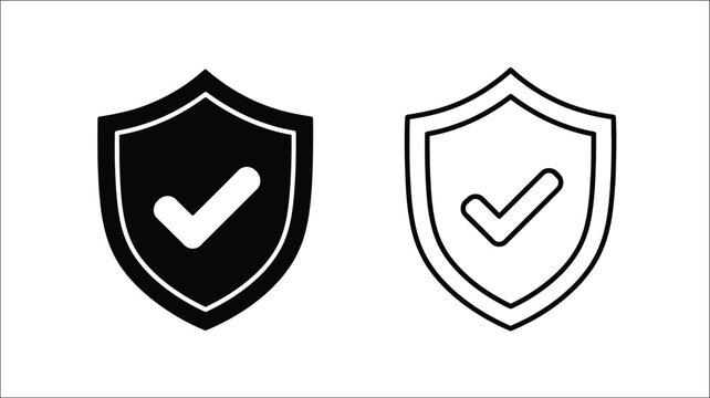 Two shield icons with checkmarks one filled one outlined silhouette