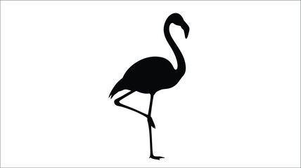 A striking black flamingo stands gracefully on one leg silhouette © MdMosharef