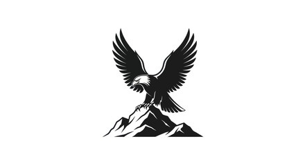 Fototapeta premium Eagle perched on mountain crest silhouette