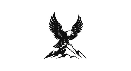 Fototapeta premium Eagle perched on mountain peak illustration