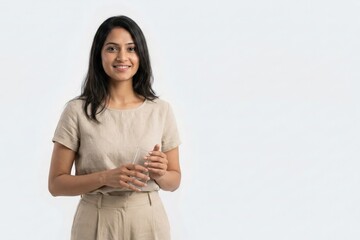 Obraz premium Indian Female Leader With Calm Authority on White Background