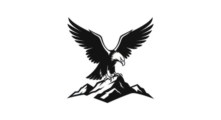 Obraz premium Eagle perched on mountain peak illustration