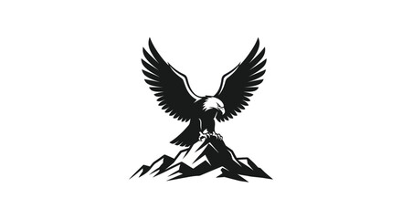 Obraz premium Eagle perched on mountain peak illustration