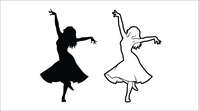 Two dancing figures one in black and one in white silhouette