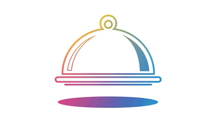 Obraz premium Vibrant food cloche icon with gradient colors on a white background representing catering and