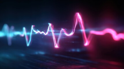 Energetic Pulse: Capturing the essence of a digital heartbeat in a vibrant display of sound waves, reflecting a blend of cutting-edge technology and dynamic visual effects. 