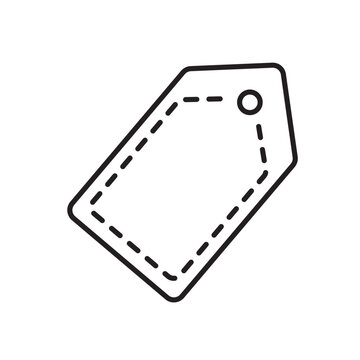 A vector icon representing a free trial period using a dashed tag, created in line style with editable stroke