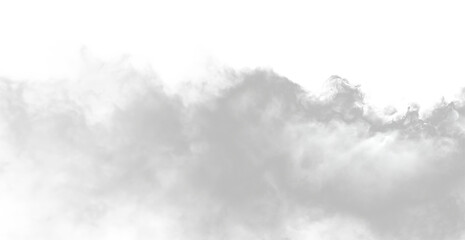 PNG fog texture isolated on transparent background. Border from smoke. Design element. White vector cloudiness The realistic 3D vector mockup shows a perspective view of white smog clouds
