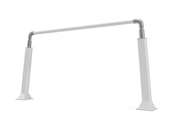 Sleek White Metal Pedestrian Handrail with Curved Corner Design and Square Bases, Architectural Safety Railing for Modern Public Infrastructure 3D Render