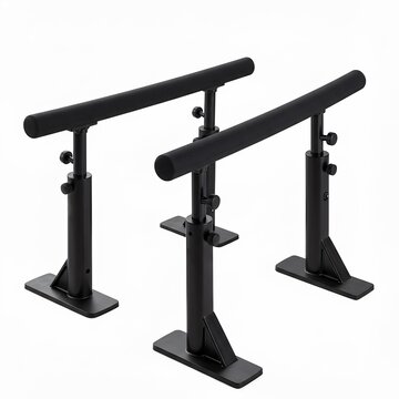 Set of Two Portable Black Mini Parallettes Parallel Bars with Adjustable Height and Non-Slip Bases for Bodyweight Calisthenics and Gymnastics Training