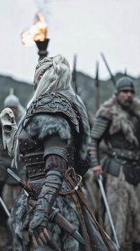 Nordische Kriegerk&ouml;nigin auf dem Eisernen Thron &ndash; Dunkle Fantasy im Sturmlicht