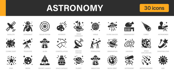 Astronomy icons set. Astronomy, Space, Planets, Stars, Galaxy and others. © Ірина Лещенко