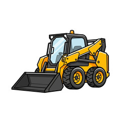 Fototapeta premium Yellow skid steer loader construction machine vector illustration