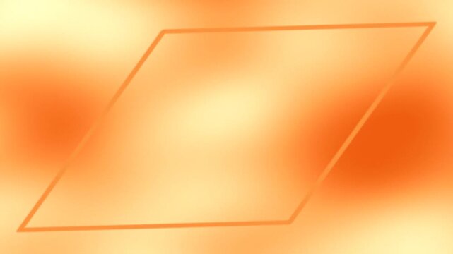 A thin orange line forming a parallelogram shape on a vibrant gradient background of orange and yellow hues.