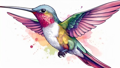 watercolor hummingbird on white background