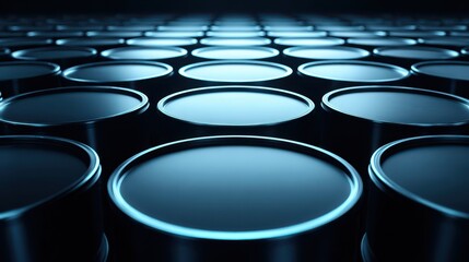 Fototapeta premium Dark beauty of a silent factory floor with barrels