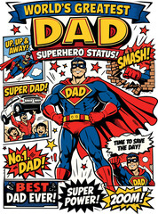 Obraz premium World's Greatest Dad Superhero Comic Book Design