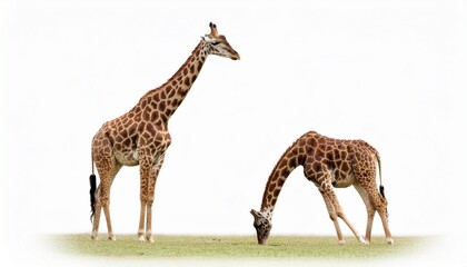 tall brown spotted giraffe standing on a white background