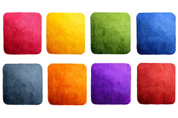 Fototapeta premium A collection of eight colorful squares on transparent background