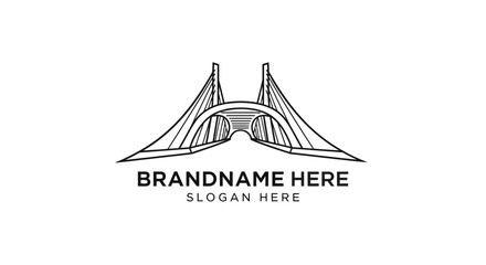 Simple Line Art Bridge Logo Design Template.