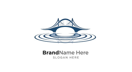 Stylized Bridge Logo Design Element Template.