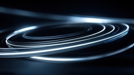 Illuminated Circles on Dark: An abstract, minimalist composition showcasing a series of interconnected, illuminated circles against a deep, dark backdrop.