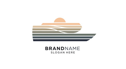 Stylized Ship Logo Design Template Placeholder.