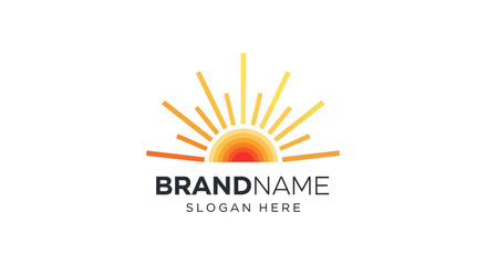 Sun Logo Design with Brandname Template.