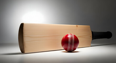 Cricket Bat Leaning on Ball Concept